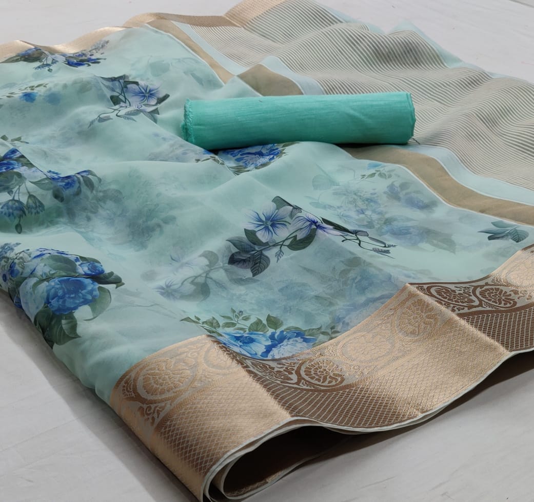Rajyog Organza Latest Designer Casual Wear Silk Soft Weaving Saree Collection